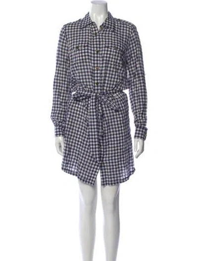 Pre-owned Tory Burch Plaid Print Mini Dress In Blue