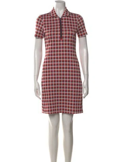 Pre-owned Tory Burch Plaid Print Mini Dress In Multi
