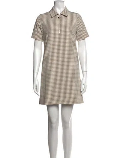 Pre-owned Tory Burch Plaid Print Mini Dress In Neutrals