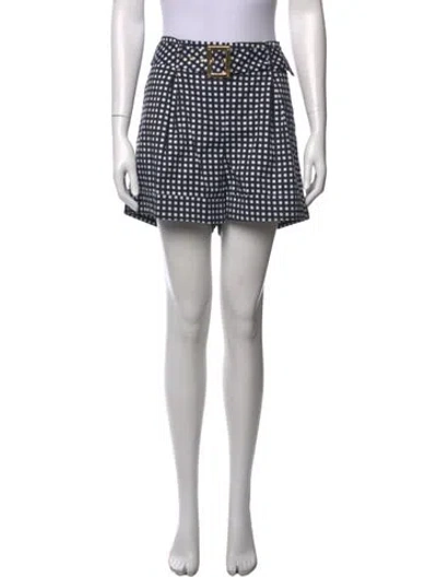Pre-owned Tory Burch Plaid Print Mini Shorts In Blue