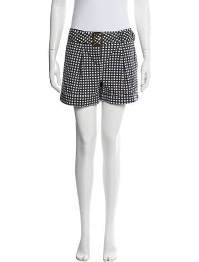 Pre-owned Tory Burch Plaid Print Mini Shorts In Gray