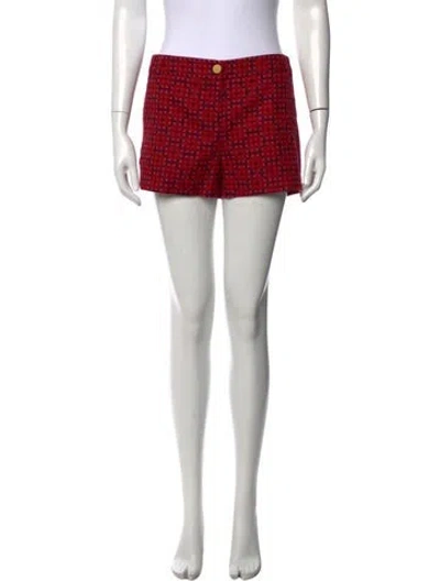 Pre-owned Tory Burch Plaid Print Mini Shorts W/ Tags In Neutral