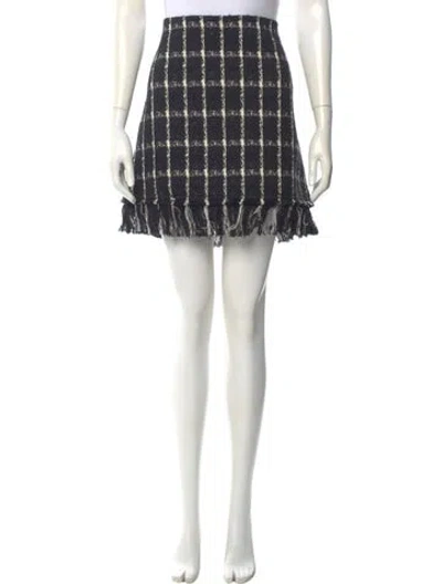 Pre-owned Tory Burch Plaid Print Mini Skirt In Black