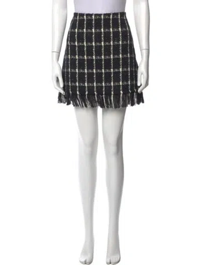 Pre-owned Tory Burch Plaid Print Mini Skirt In Black