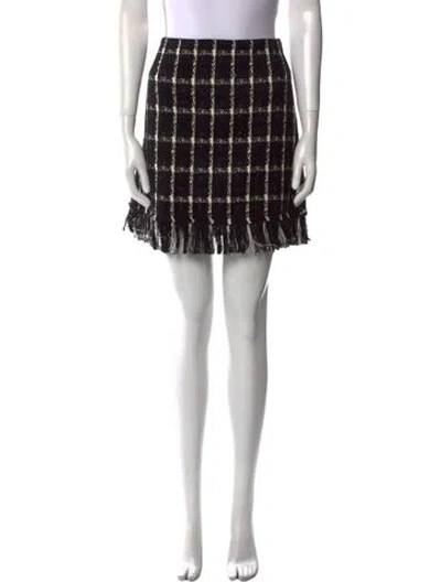 Pre-owned Tory Burch Plaid Print Mini Skirt In Black