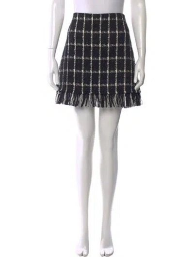 Pre-owned Tory Burch Plaid Print Mini Skirt In Black
