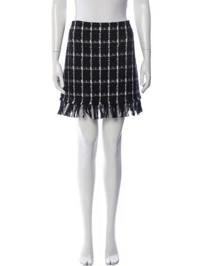Pre-owned Tory Burch Plaid Print Mini Skirt In Black