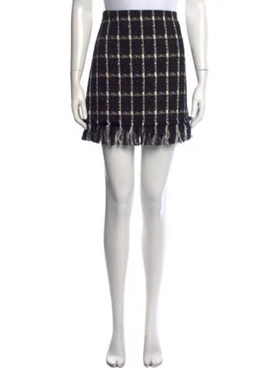 Pre-owned Tory Burch Plaid Print Mini Skirt In Black
