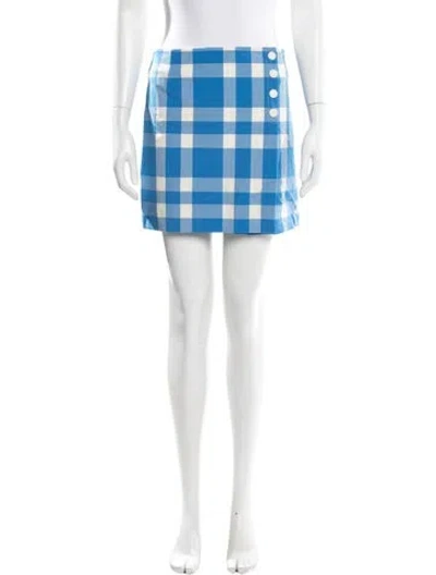 Pre-owned Tory Burch Plaid Print Mini Skirt In Blue