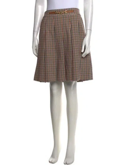 Pre-owned Tory Burch Plaid Print Mini Skirt In Green/neutrals