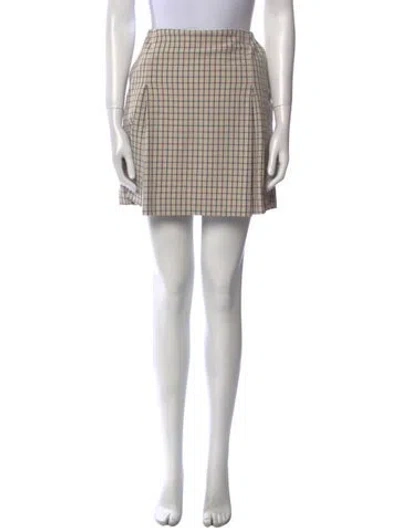Pre-owned Tory Burch Plaid Print Mini Skirt In Neutral