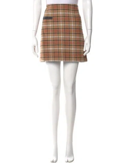Pre-owned Tory Burch Plaid Print Mini Skirt In Neutral