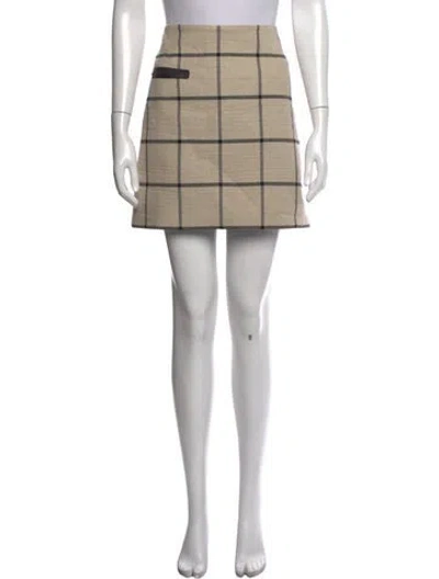 Pre-owned Tory Burch Plaid Print Mini Skirt In Neutrals