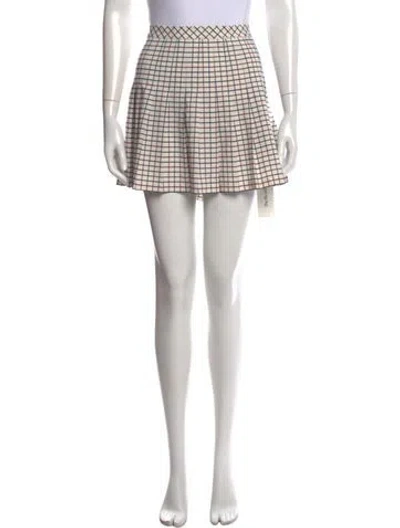 Pre-owned Tory Burch Plaid Print Mini Skirt In Neutrals