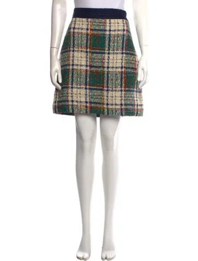 Pre-owned Tory Burch Plaid Print Mini Skirt W/ Tags In Black