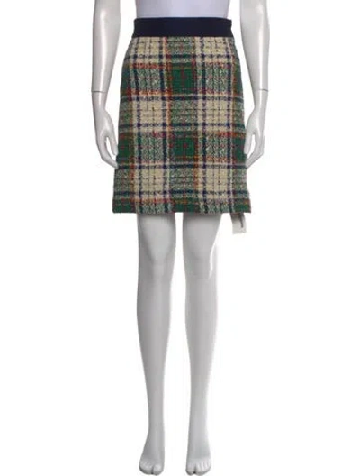 Pre-owned Tory Burch Plaid Print Mini Skirt W/ Tags In Blue