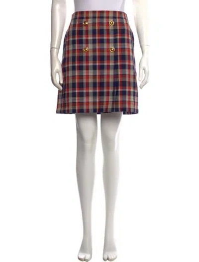 Pre-owned Tory Burch Plaid Print Mini Skirt W/ Tags In Red