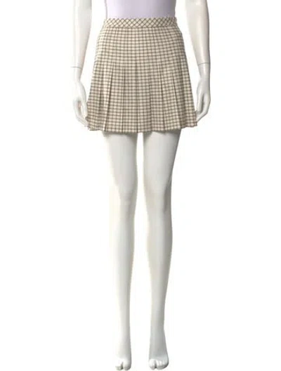Pre-owned Tory Burch Plaid Print Mini Skirt W/ Tags In White