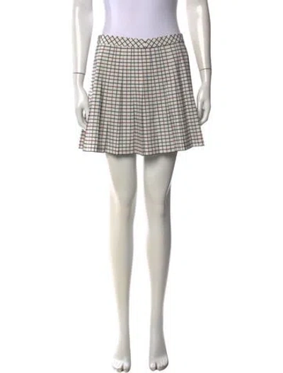 Pre-owned Tory Burch Plaid Print Mini Skirt W/ Tags In White