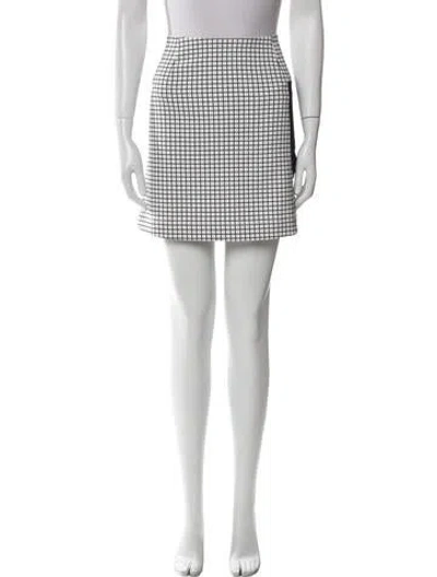 Pre-owned Tory Burch Plaid Print Mini Skirt In White