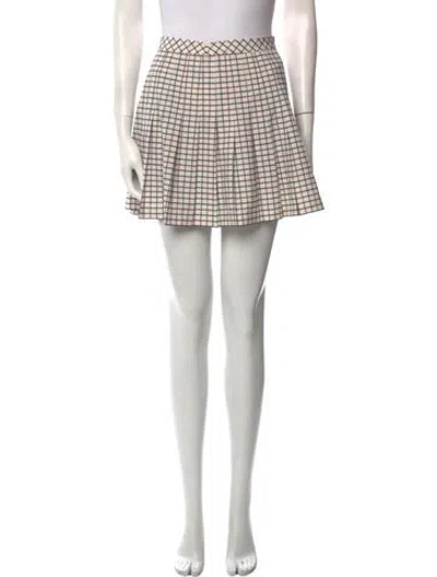 Pre-owned Tory Burch Plaid Print Mini Skirt In White