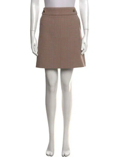 Pre-owned Tory Burch Plaid Print Mini Skirt In White