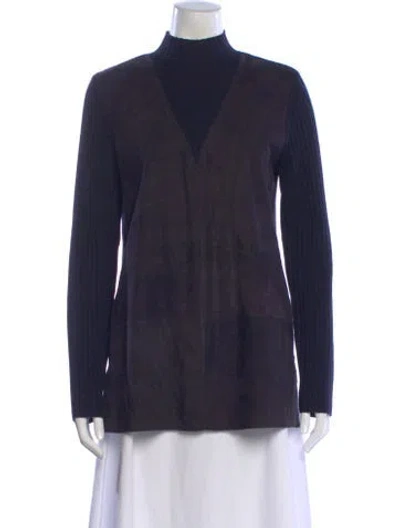 Pre-owned Tory Burch Plaid Print Mock Neck Sweater In Multi