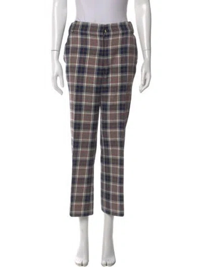 Pre-owned Tory Burch Plaid Print Skinny Leg Pants