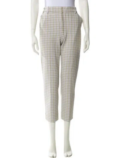 Pre-owned Tory Burch Plaid Print Skinny Leg Pants W/ Tags In Neutral