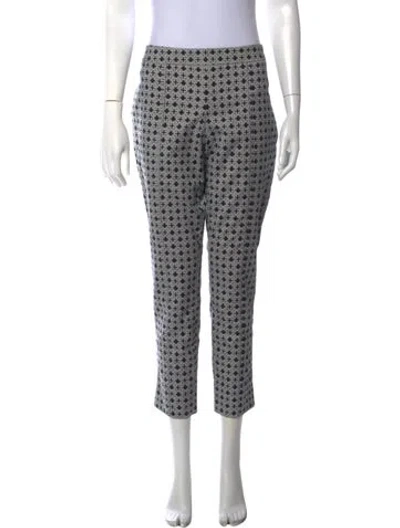 Pre-owned Tory Burch Plaid Print Straight Leg Pants In Black/white