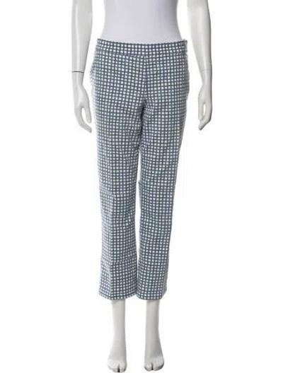Pre-owned Tory Burch Plaid Print Straight Leg Pants In Multi