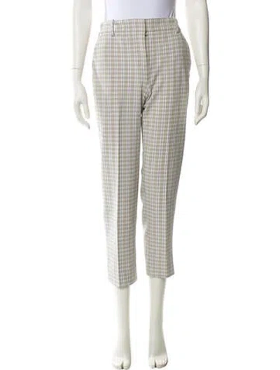 Pre-owned Tory Burch Plaid Print Straight Leg Pants W/ Tags In Neutral