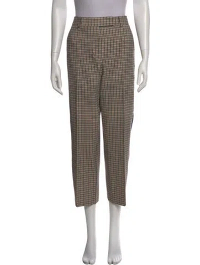 Pre-owned Tory Burch Plaid Print Wide Leg Pants In Neutrals