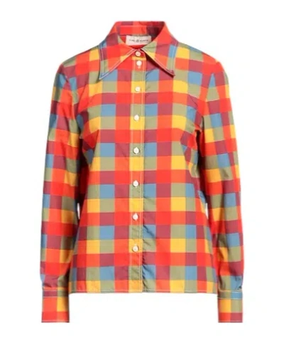 Tory Burch Plaid Shirt In Orange