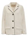 Tory Burch Plaid Tweed Jacket In Neutral