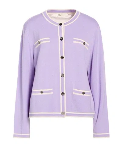 Tory Burch Plain Colour Cardigans In Purple