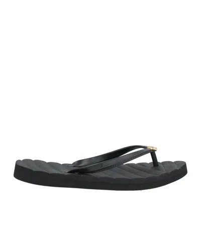 Tory Burch Plain Colour Flip Flops In Black