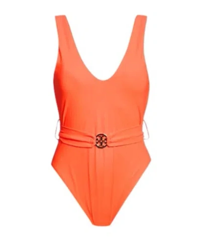 Tory Burch Plain Colour One-piece Swimsuits In Orange