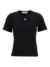 Tory Burch Crew Neck Ribbed Texture Short Sleeves Top