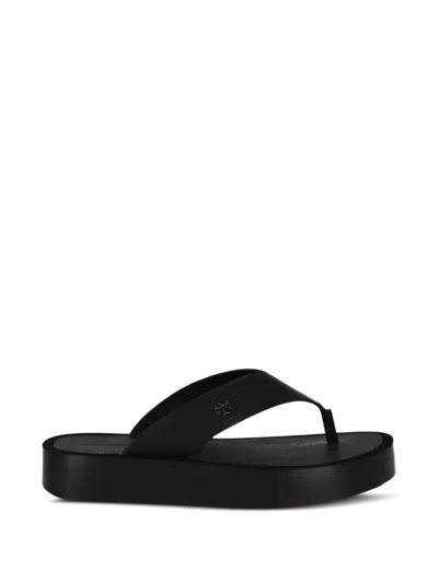 Tory Burch Platform Flip Flops In Black