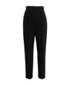 Tory Burch High Waist Wool Twill Trousers With Pleats In Black