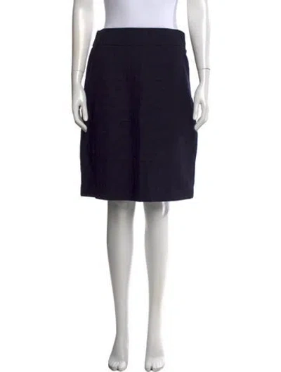 Pre-owned Tory Burch Pleated Accents Knee-length Skirt In Blue
