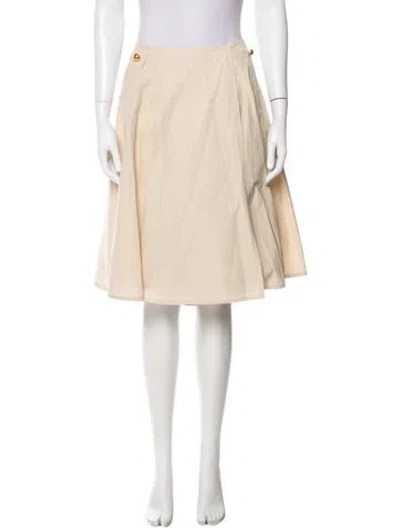 Pre-owned Tory Burch Pleated Accents Knee-length Skirt In Neutral