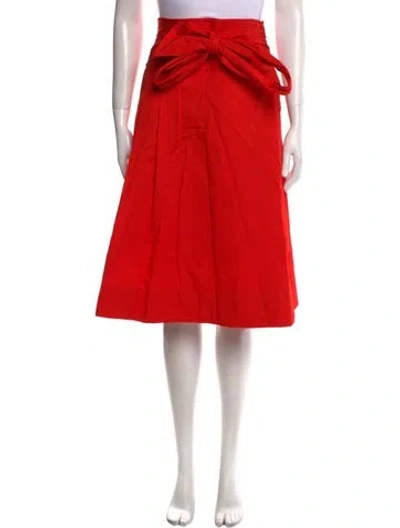 Pre-owned Tory Burch Pleated Accents Knee-length Skirt W/ Tags In Orange