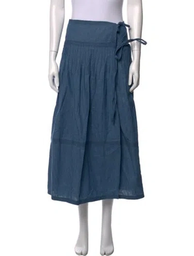 Pre-owned Tory Burch Pleated Accents Long Skirt In Blue