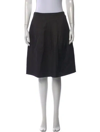 Pre-owned Tory Burch Pleated Accents Midi Length Skirt In Black