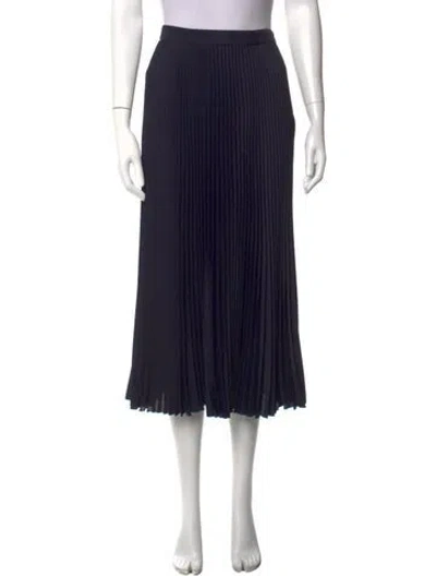 Pre-owned Tory Burch Pleated Accents Midi Length Skirt In Black