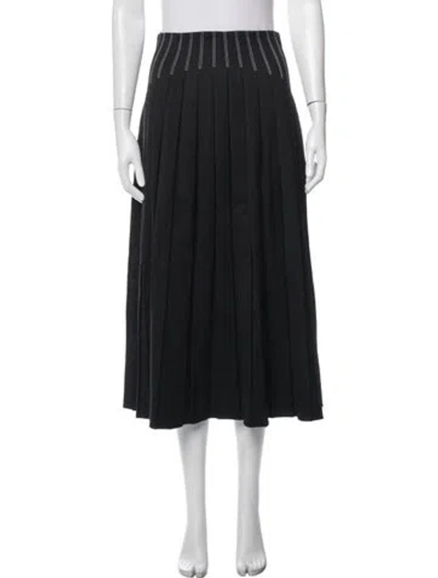 Pre-owned Tory Burch Pleated Accents Midi Length Skirt In Black