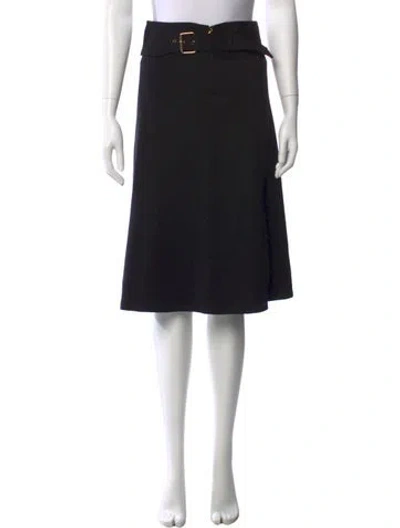 Pre-owned Tory Burch Pleated Accents Midi Length Skirt In Black