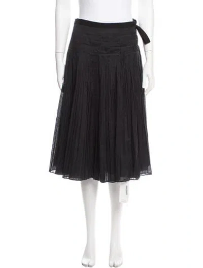 Pre-owned Tory Burch Pleated Accents Midi Length Skirt In Blue